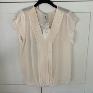 NEW Joie Silk Marcher Top in Cream Porcelain